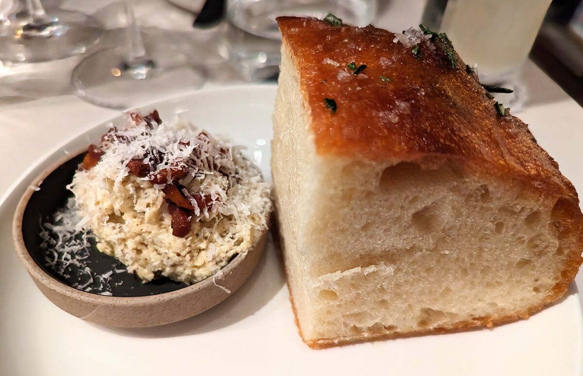 Potato Focaccia &amp; carbonara butter at Kicky's