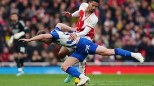<p>ROOM TO IMPROVE: Brighton and Hove Albion's Evan Ferguson and Arsenal's William Saliba battle for the ball.  Photo credit: Nick Potts/PA Wire</p>