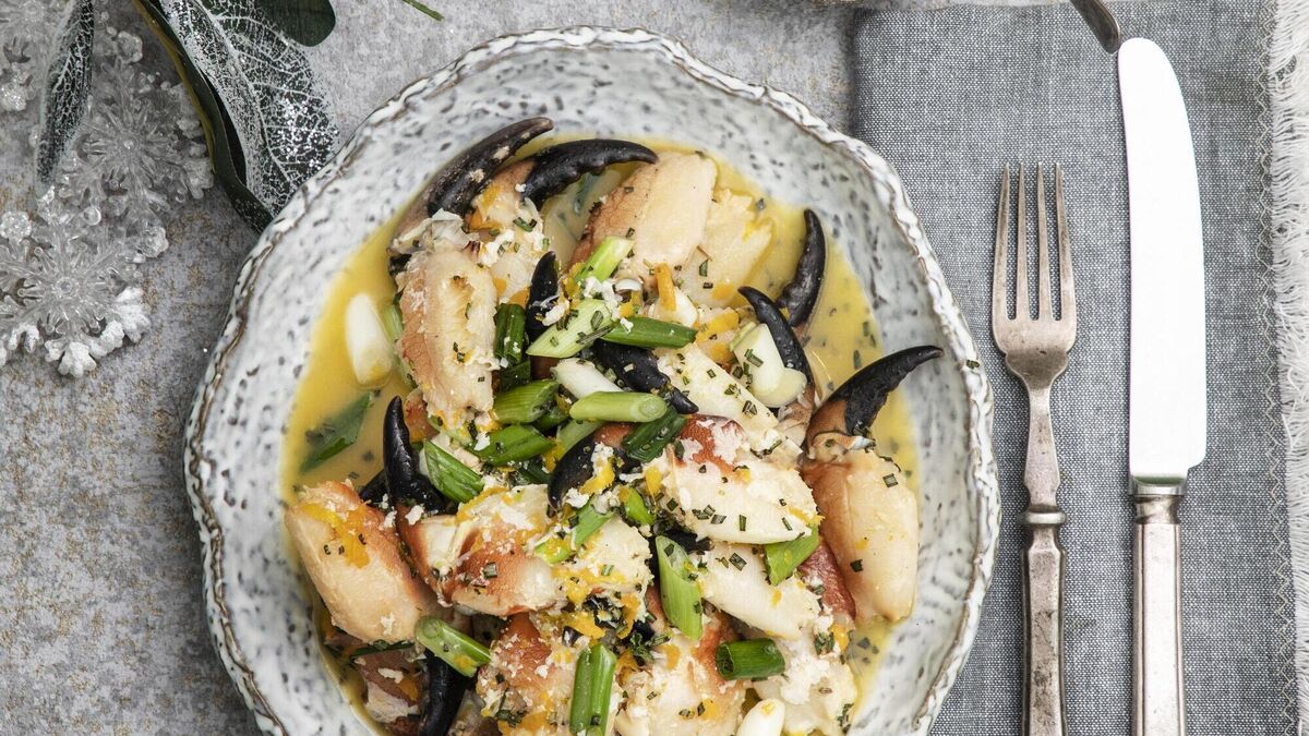 Paul Flynn's crab claws with orange, pomegranate and rosemary butter