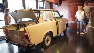<p>The iconic ‘Trabi’ car in an exhibition that shows what everyday life was like in the former communist East Germany at the DDR Museum in Berlin, Germany. Picture: Maja Hitij/Getty</p>