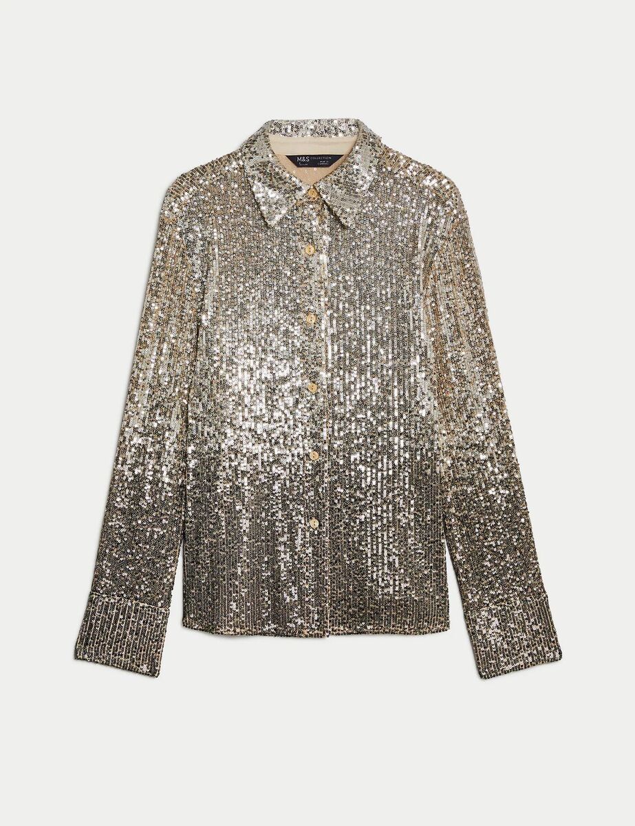 Sequin collared shirt, M&amp;S, €67