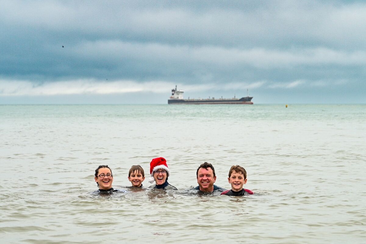 Swimmers at Myrtleville Beach on Christmas Eve. Picture: Chani Anderson