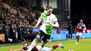 <p>DROUGHT OVER: Liverpool's Darwin Nunez gets past Burnley's Charlie Taylor. Pic: Richard Sellers/PA Wire.</p>