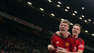 <p>DEFINING MOMENT? Manchester United's Rasmus Hojlund celebrates scoring their side's third goal of the game. Pic: Martin Rickett/PA Wire.</p>