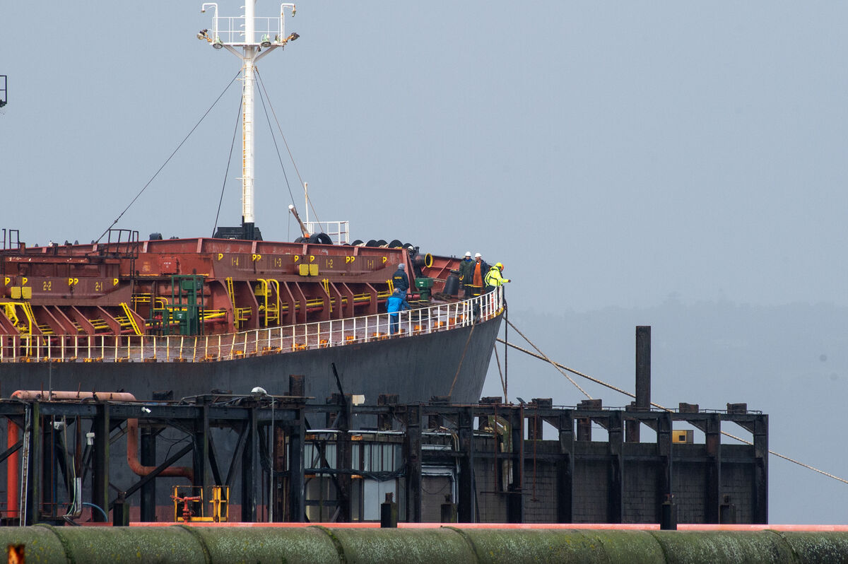  Gardaí and deck hands on the MV Matthew berthed at Marino Point, Cork.  Picture: Dan Linehan