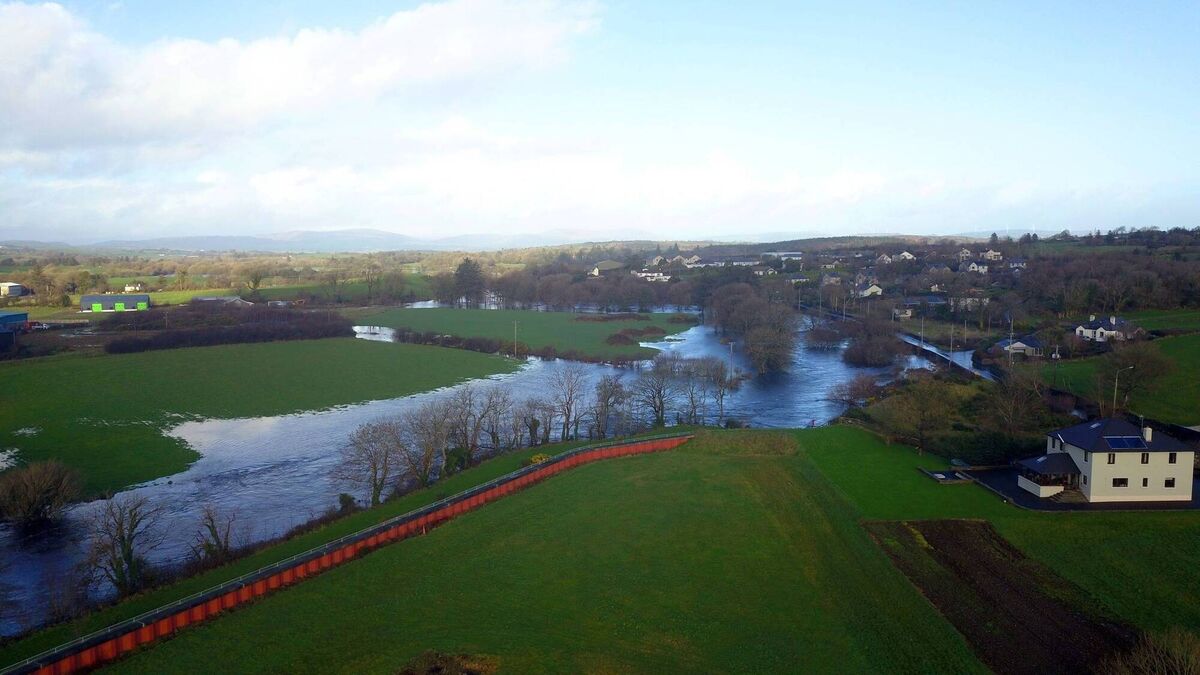 The River Ilen burst its banks flooding farmland in West Cork, but the town of Skibbereen remained dry during Storm Gerrit thanks to its flood defences. Picture: Garry Minihane