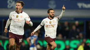 <p>SILVA LINING: Manchester City's Bernardo Silva celebrates scoring their side's third goal. Photo credit: Martin Rickett/PA Wire.</p>