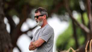 <p>WATCHING ON: Roy Keane watching the Irish rugby team training. Pic: ©INPHO/Dan Sheridan</p>