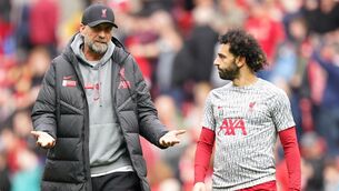 <p>BIG LOSS: Liverpool manager Jurgen Klopp (left) and Mohamed Salah before the Premier League match at Anfield, Liverpool. Pic: PA Wire</p>