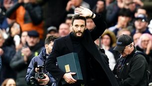 <p>THAT'S MY LOT: Former Tottenham Hotspur goalkeeper Hugo Lloris waves goodbye to fans at a halftime presentation during the Premier League match at the Tottenham Hotspur Stadium, London. Lloris has joined Major League Soccer side Los Angeles FC on a free transfer. Pic: PA Wire</p>