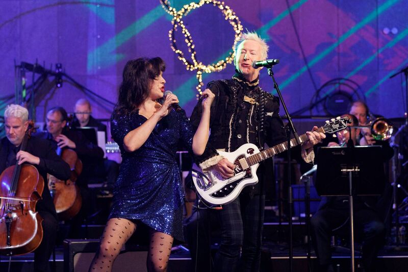 Camille O’Sullivan and Gerry Leonard with the RTÉ Concert Orchestra performing on The Late Late NYE Show recently. Picture: Andres Poveda