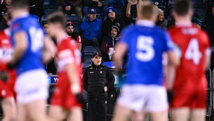 <p>OFF TO WINNING START: Derry manager Mickey Harte during the Bank of Ireland Dr McKenna Cup Group B match between Cavan and Derry at Kingspan Breffni in Cavan. Pic:Piaras Ó Mídheach/Sportsfile</p>