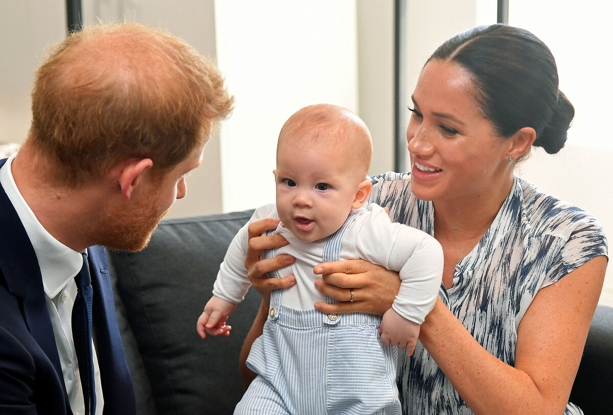 Britain's Prince Harry and Meghan Markle holding their son Archie during a meeting with Archbishop Desmond Tutu and Mrs Tutu at their legacy foundation in cape Town, on day three of their tour of Africa in 2021 Britain's Prince Harry and Meghan Markle holding their son Archie during a meeting with Archbishop Desmond Tutu and Mrs Tutu at their legacy foundation in cape Town, on day three of their tour of Africa in 2021