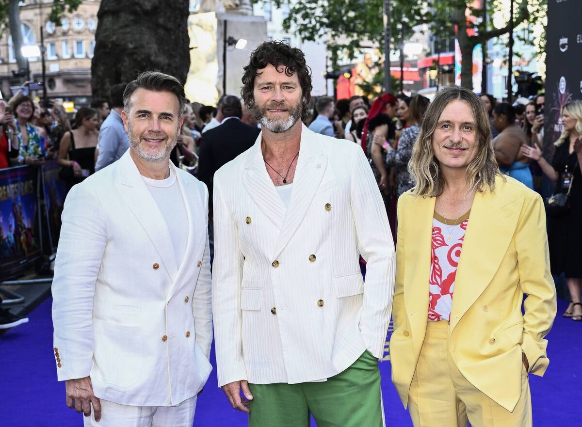Take That (L-R) Gary Barlow, Howard Donald and Mark Owen attend Take That's "Greatest Days" World Premiere at the Odeon Luxe Leicester Square on June 15, 2023 in London, England.