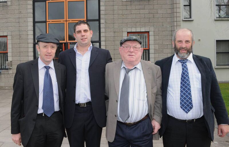 Johnny Healy-Rae, second left, on his co-option to Kerry County Council in 2011, with his uncle Michael,  grandfather Jackie, and father Danny. Picture: Don MacMonagle