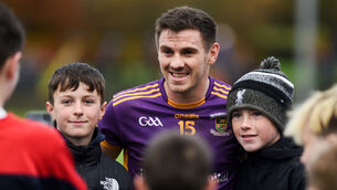 <p>Kilmacud Crokes Shane Walsh with supporters after the Leinster semi-final win over Ardee St Mary's. Pic: ©INPHO/Ciaran Culligan</p>