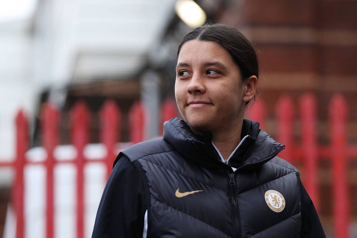 Sam Kerr of Chelsea arrives prior to the Barclays Women's Super League match between Bristol City and Chelsea FC at Ashton Gate Stadium on December 17, 2023 in Bristol, England. (Photo by Ryan Hiscott/Getty Images)