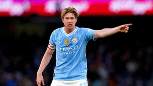 <p>Kevin De Bruyne returned to action as Manchester City thrashed Huddersfield (Martin Rickett/PA)</p>
