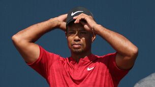 <p>ALL OVER: USA's Tiger Woods on the 1st tee during day four of The Open Championship.</p>