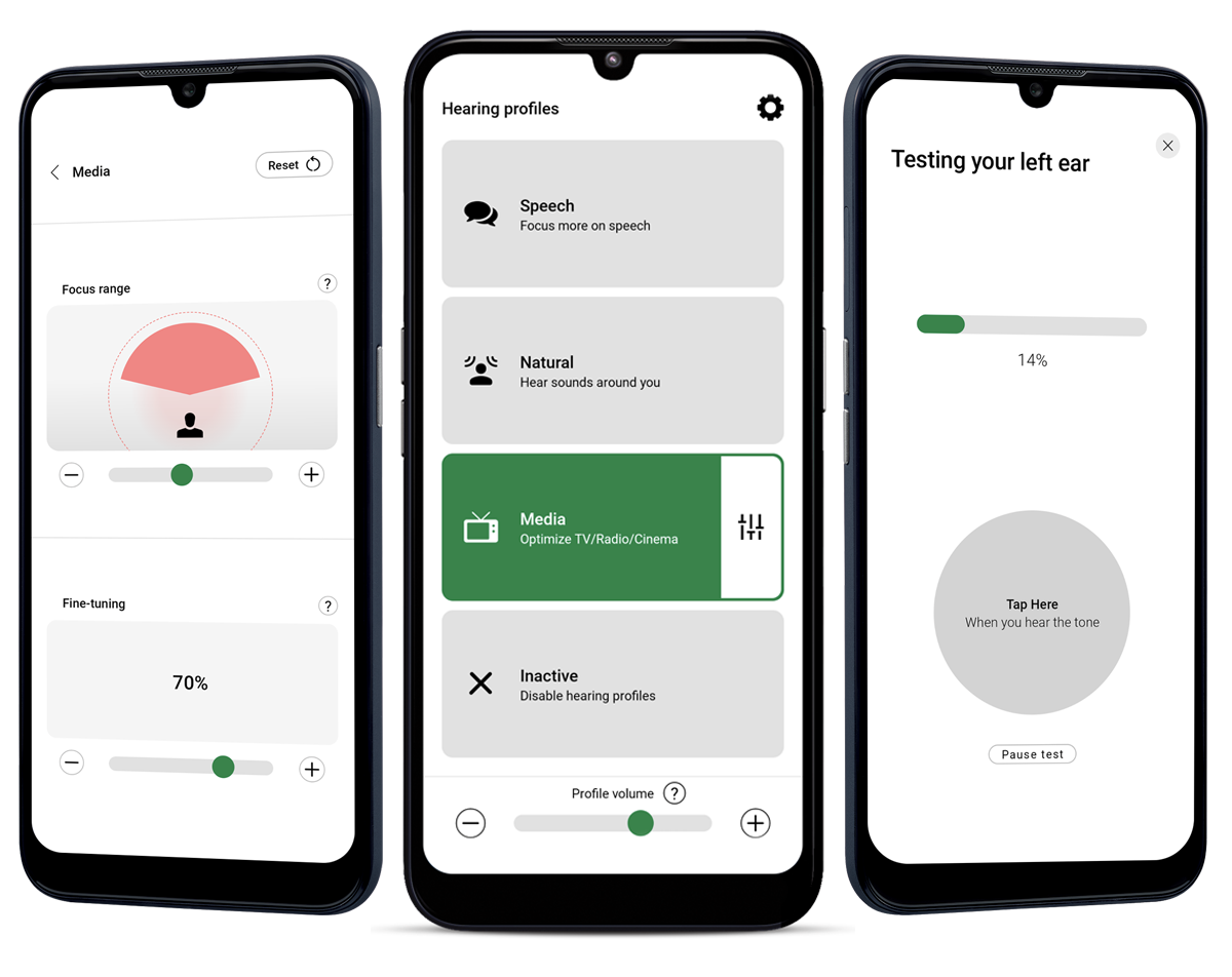 Doro HearingBuds app is easy to use with custom hearing profiles. Picture: Doro.
