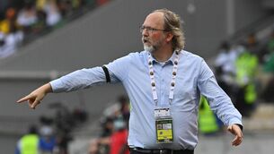 <p>Gambia's Belgian coach Tom Saintfiet </p>