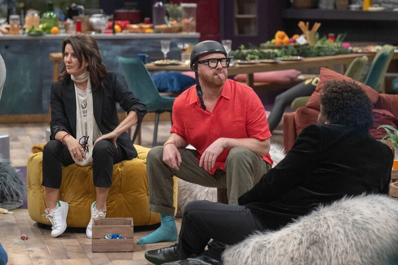 Deirdre O'Kane and Jason Byrne on the set of Last One Laughing: Ireland Deirdre O'Kane and Jason Byrne on the set of Last One Laughing: Ireland