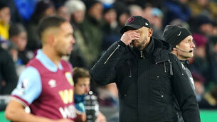 Burnley manager Vincent Kompany saw his side denied by a last-gasp equaliser (Peter Byrne/PA)
