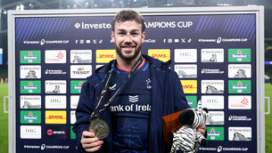 <p>CAPTAIN DORIS?: Leinster's Caelan Doris is presented with the Investec Player of the Match Medal. Pic Credit: Ben Brady, Inpho.</p>