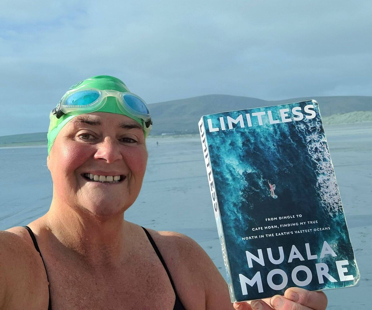Cold water specialist, Nuala Moore, with her book Limitless