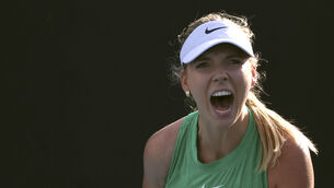 Katie Boulter reacts during her win over Yuan Yue (Asanka Brendon Ratnayake/AP)