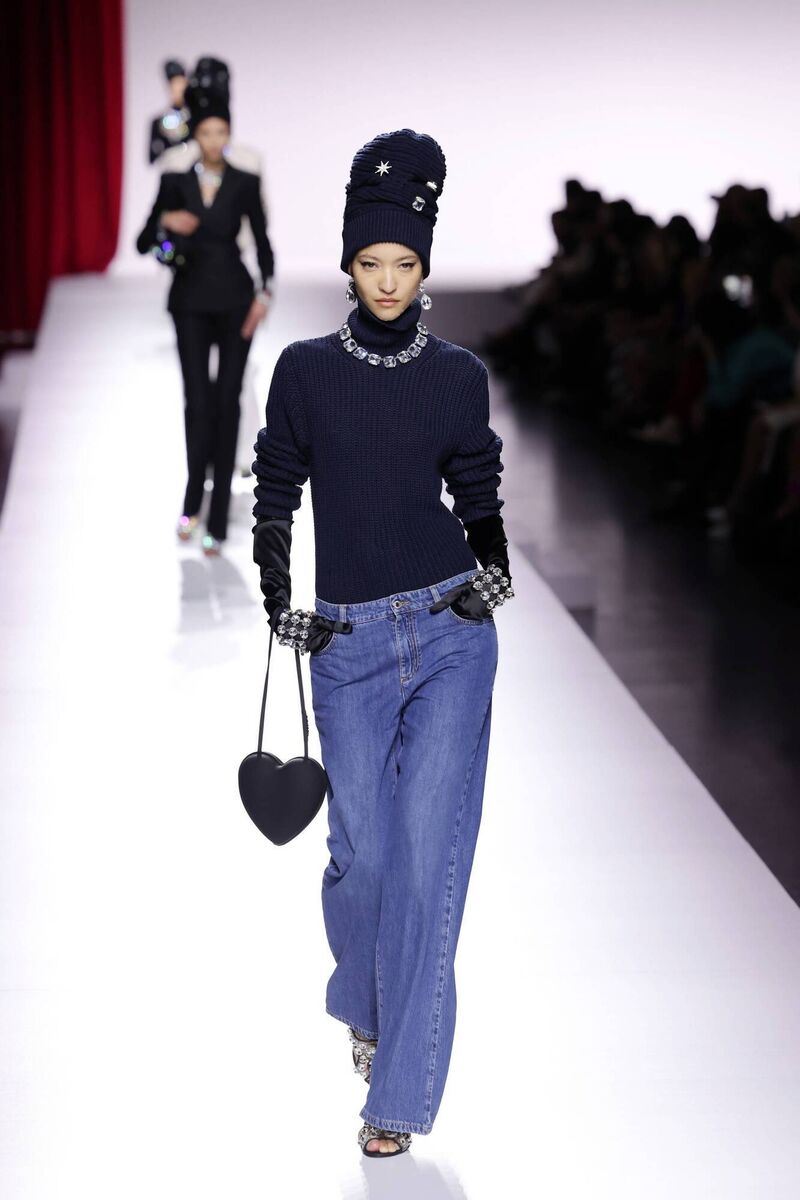 A model walks the runway at the Moschino fashion show during Milan Fashion Week. Picture: Victor Boyko/Getty Images