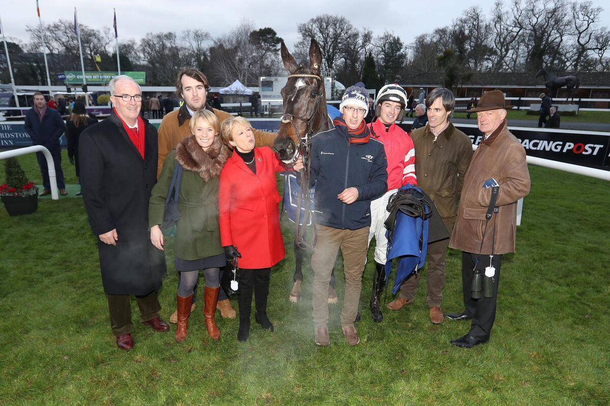 A day at the races for Derval O'Rourke with members of the O'Leary family. Anthony O'Leary is on the left.