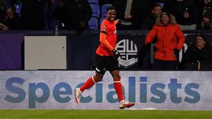 <p>SPECIALIST: Luton Town's Chiedozie Ogbene celebrates.</p>