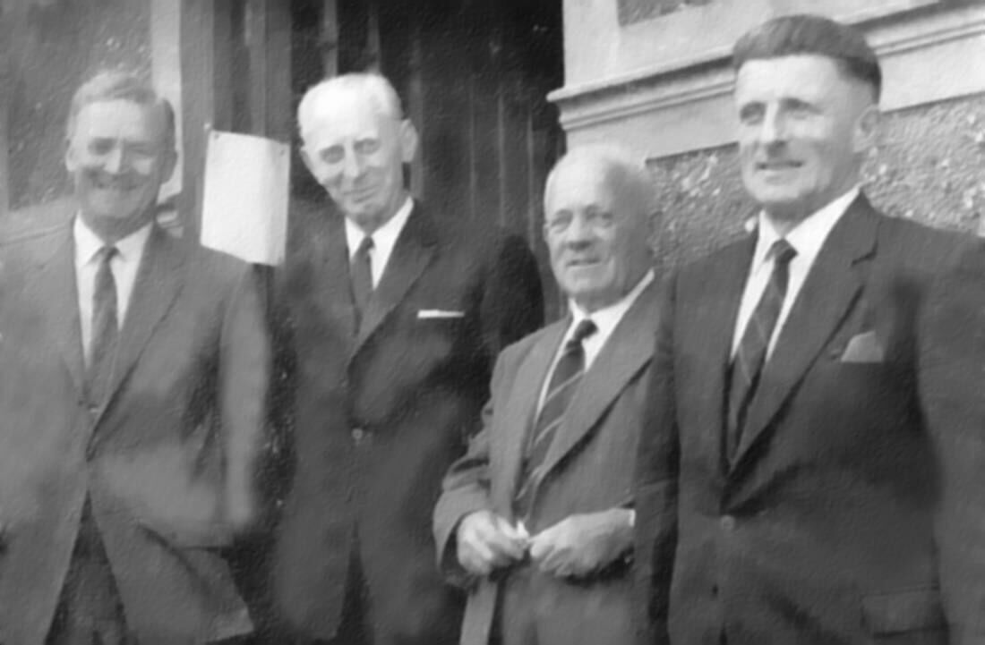Pádraig Ó Caoimh (second from left) at the Munster Junior Tennis Championships at Sunday's Well, Cork, in 1962 with DB O'Sullivan, IRFU past president D O'Connell, and Dr Jim Young. The picture was published in 'The History of Irish Tennis' by Tom Higgins