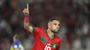 Youssef En-Nesyri scored Morocco’s third (Themba Hadebe/AP)