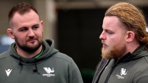 <p>Jack Aungier and Finlay Bealham.</p>