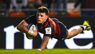 <p>PIVOTAL: Calvin Nash's try was the key moment as Munster fought off Toulon at Stade Felix Mayol. Pic: Eóin Noonan/Sportsfile</p>