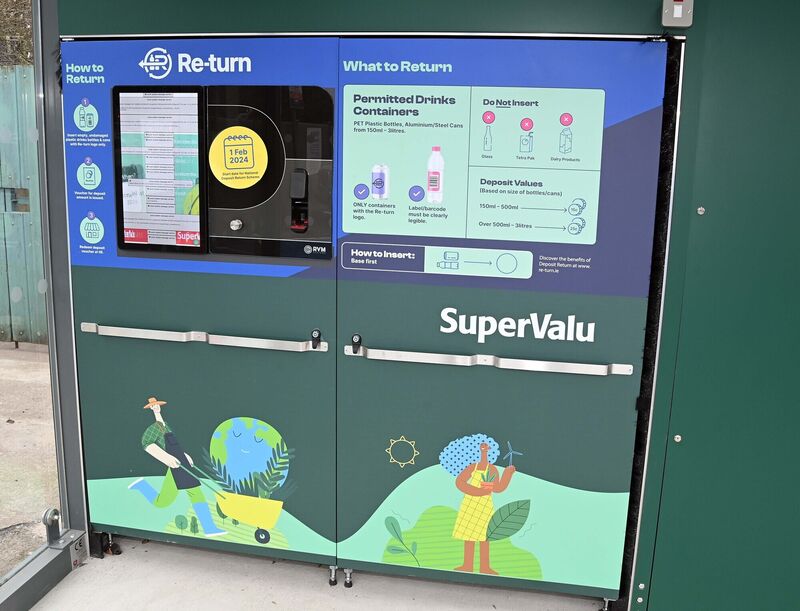 A reverse vending machine. A reverse vending machine.