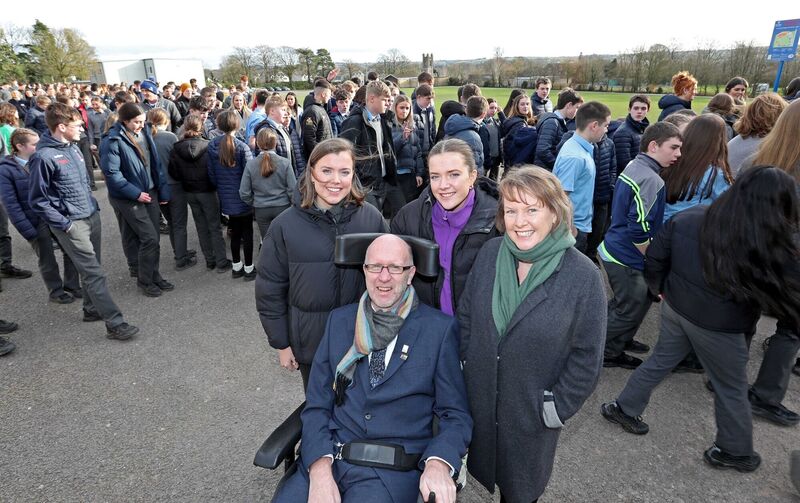 Diarmuid and family with students who too part in the fundraising walk. Diarmuid and family with students who too part in the fundraising walk.