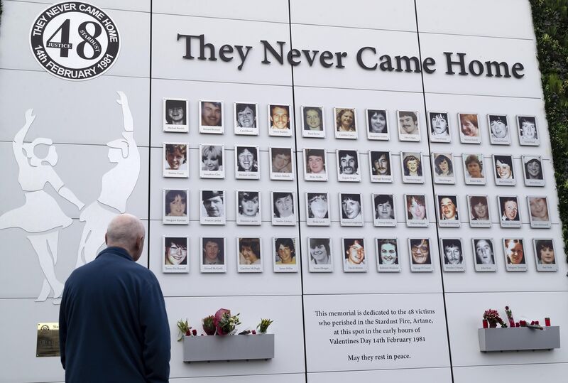 A man looks at the memorial to the 48 victims pictured this afternoon at the site of the Stardust Fire Disaster, Artane, on the 42nd anniversary of the tragedy. Picture Colin Keegan, Collins Dublin A man looks at the memorial to the 48 victims pictured this afternoon at the site of the Stardust Fire Disaster, Artane, on the 42nd anniversary of the tragedy. Picture Colin Keegan, Collins Dublin