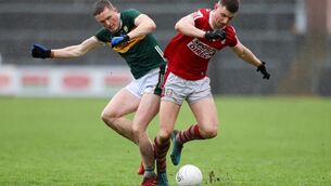 <p>BATTLE: Conor Corbett of Cork in action against Jason Foley of Kerry. Pic Credit: Natasha Barton, Inpho.</p>
