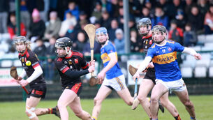 <p>FINAL BOUND: Eoin Begley, Ardscoil Ris, clearing the sliotar againts Darragh Kelly, Thurles CBS in the Harty Cup Semi Finals. Picture: Brendan Gleeson</p>