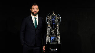 <p>OPEN AND HONEST DISCUSSIONS:  Ireland Rugby Head Coach, Andy Farrell with the Guinness Six Nations trophy at the launch of the 2024 Guinness Men’s Six Nations Championship at the Guinness Storehouse in Dublin. Pic: ©INPHO/Billy Stickland</p>