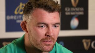 <p>Ireland captain Peter O'Mahony talking at the 2024 Guinness Men's Six Nations Launch.</p>