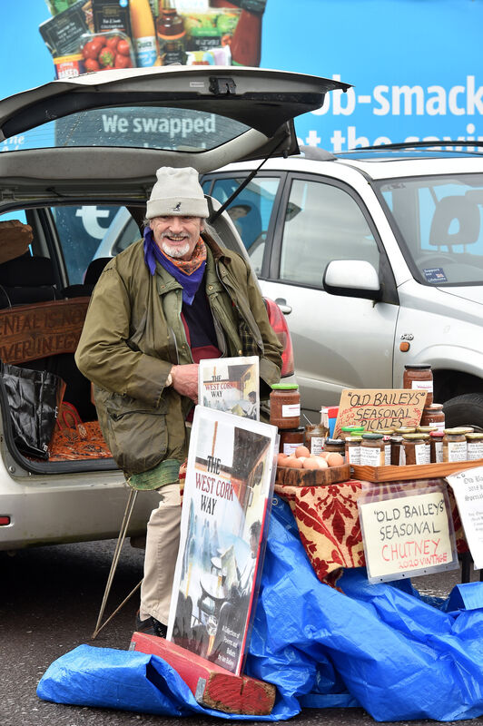 Ian Bailey with his Baileys seasonal pickles at the Farmers Market in Skibbereen, Co Cork. Picture: Dan Linehan