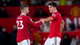 <p>Harry Maguire and Luke Shaw have been pictured in training (Nick Potts/PA)</p>