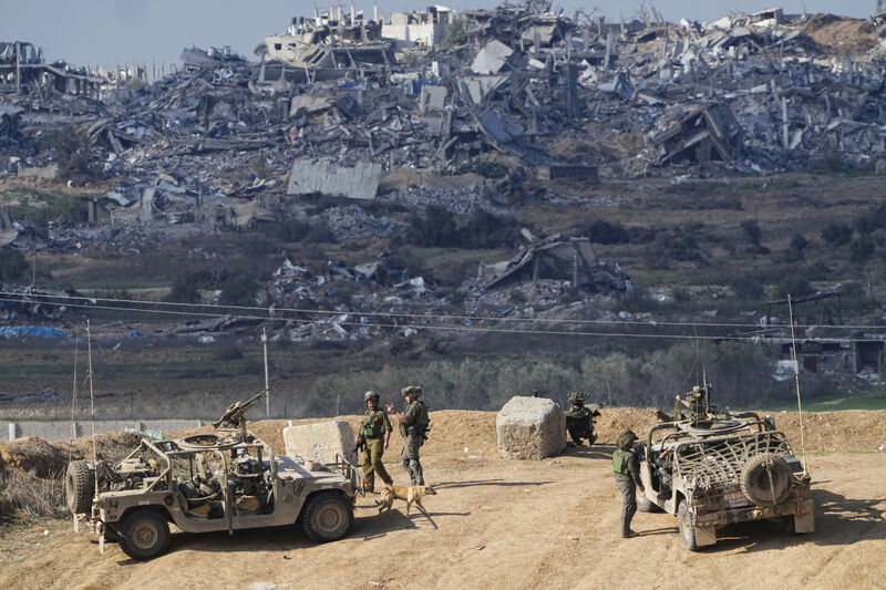 Israeli soldiers take up positions near the Gaza Strip border, in southern Israel. Picture: AP /Ariel Schalit