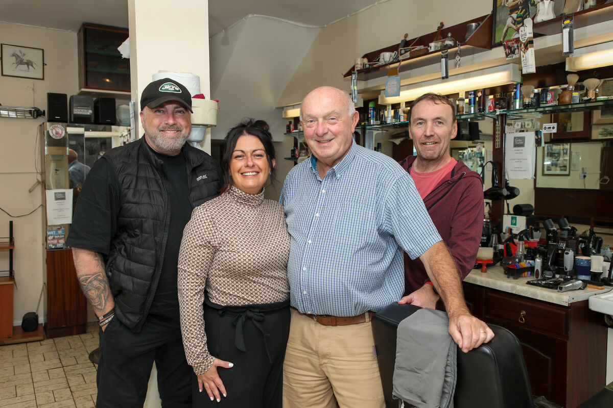 Barbershop Quartet: Noel Sheehan, Amy O'Donovan, Mick Moriarty and Donncha O'Connell at ther salon on Great William O'Brien Street Picture: David Creedon
