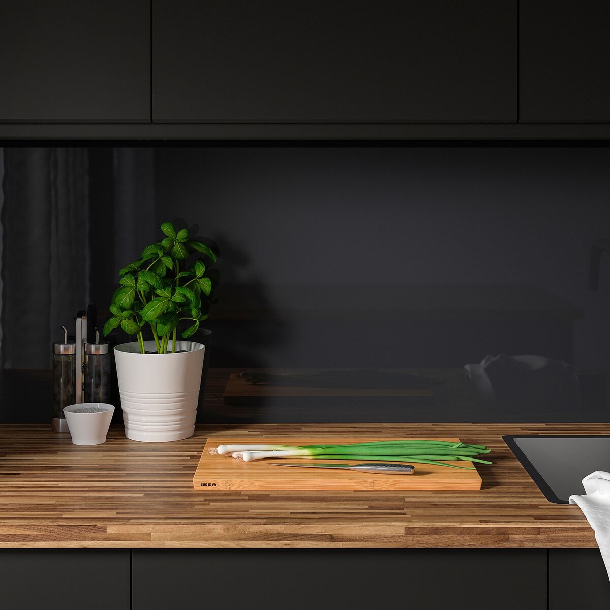Engineered timber counters include clever, affordable veneers. Ikea Pinnarp offers a walnut wood veneer with layered construction over particleboard, €155, ikea.ie.