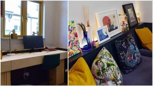 <p>Jennifer Sheahan has had pieces tailormade for her home, above left, and has sought out artwork at student showcase exhibitions, right. </p>